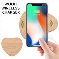 Top Seller 2019 Wireless Charging Station Wireless Charger For Phone Car Mobile Charger Round Wooden Wireless Charger